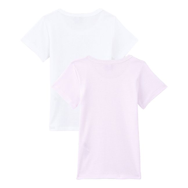 Set of 2 Striped Organic Cotton T-shirts  | White