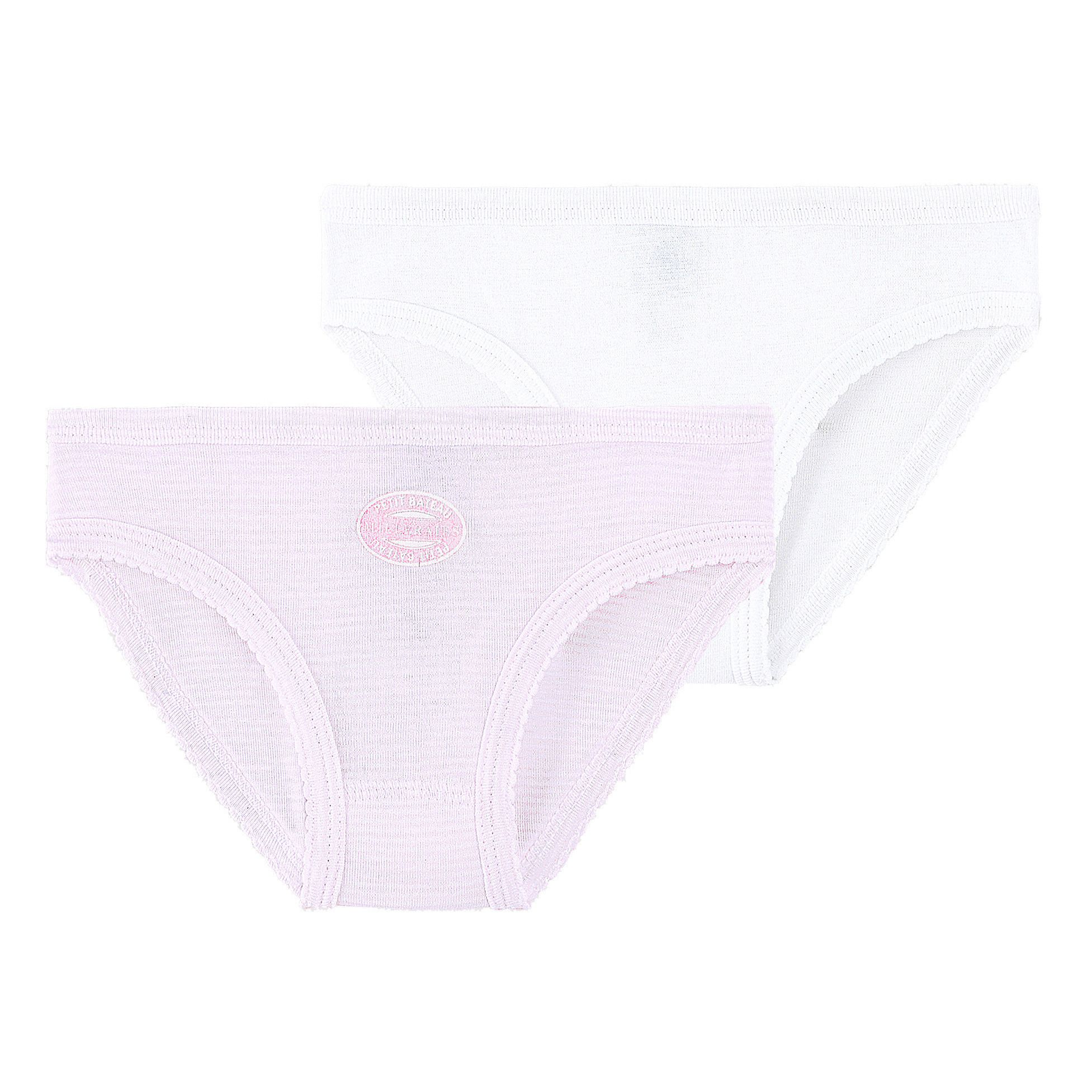 Petit Bateau - Lot 2 Culottes Rayées Coton Bio - Fille - Blanc