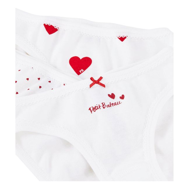 Set de 3 Braguitas Corazón algodón orgánico | Blanco