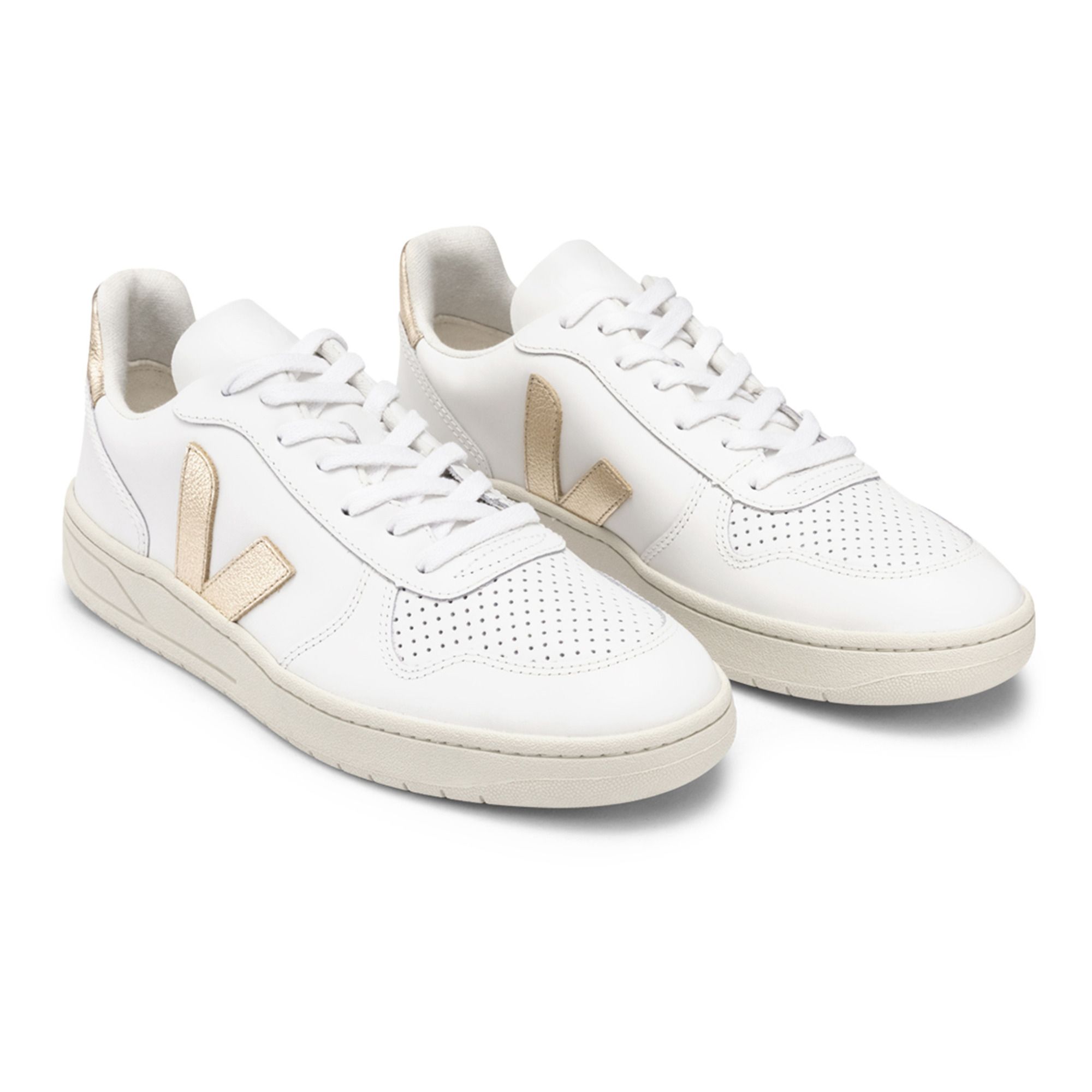 Leather V-10 Sneakers - Women's Collection - Gold- Product image n°1