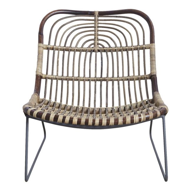Kawa Rattan Lounge Chair with Metal Legs