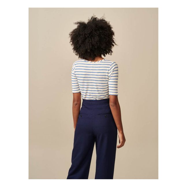 Seas Linen Stripe T-shirt - Women's Collection  | Blue
