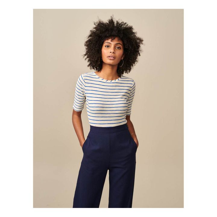 Seas Linen Stripe T-shirt - Women's Collection  | Blue- Product image n°2