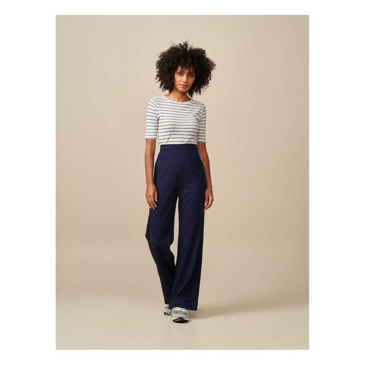 Seas Linen Stripe T-shirt - Women's Collection  | Blue- Product image n°3