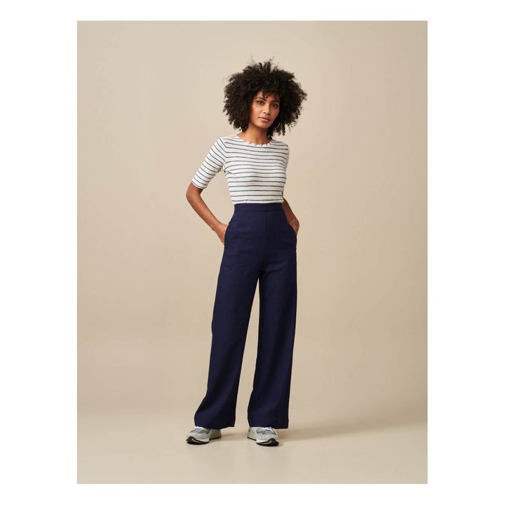 Seas Linen Stripe T-shirt - Women's Collection  | Blue- Product image n°4