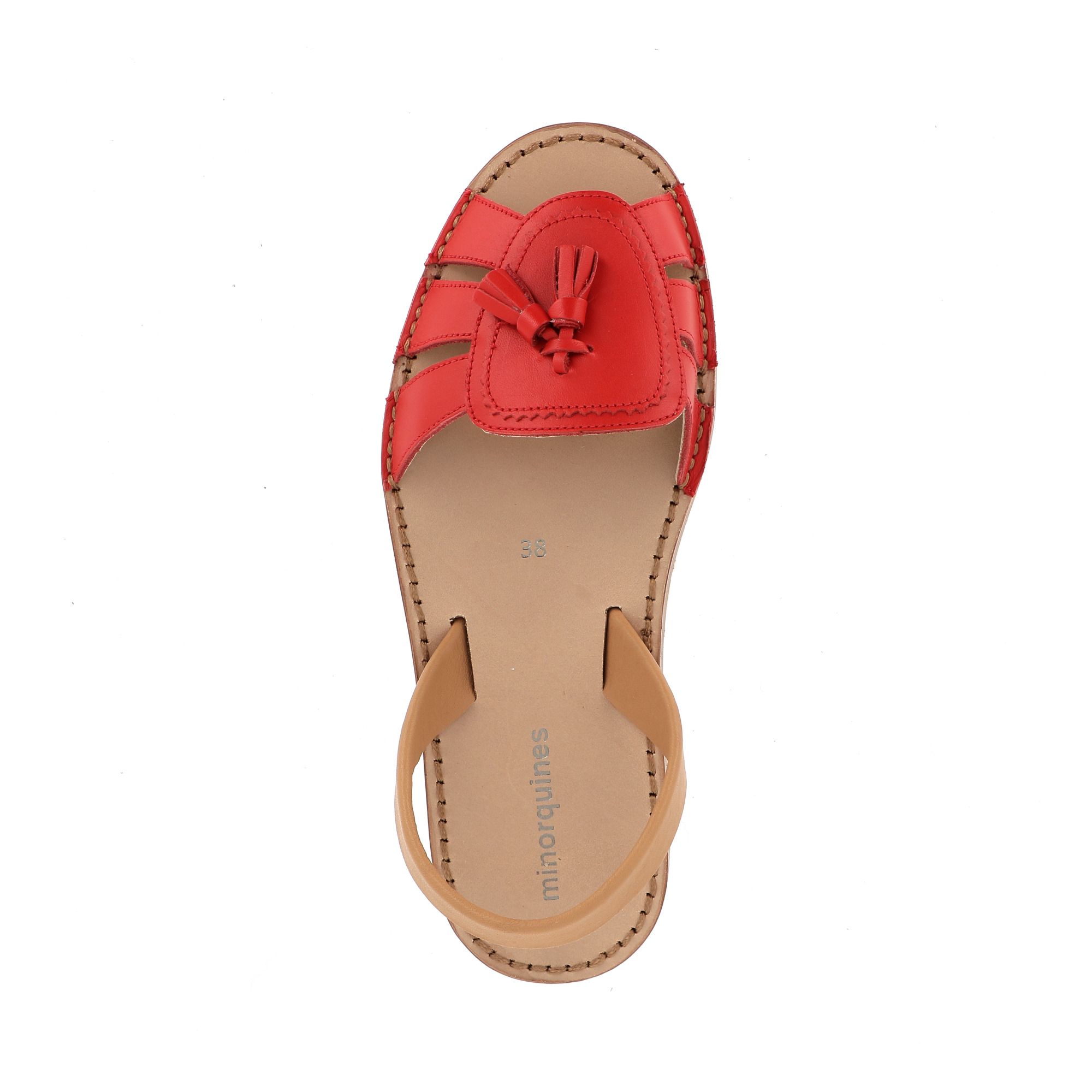 Minorquines - Sandales Avarca Neo 2 Cuir - Collection Adulte - Femme - Rouge