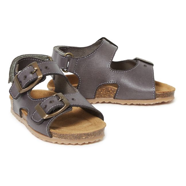 Two Con Me - Double Buckle Sandals Charcoal grey