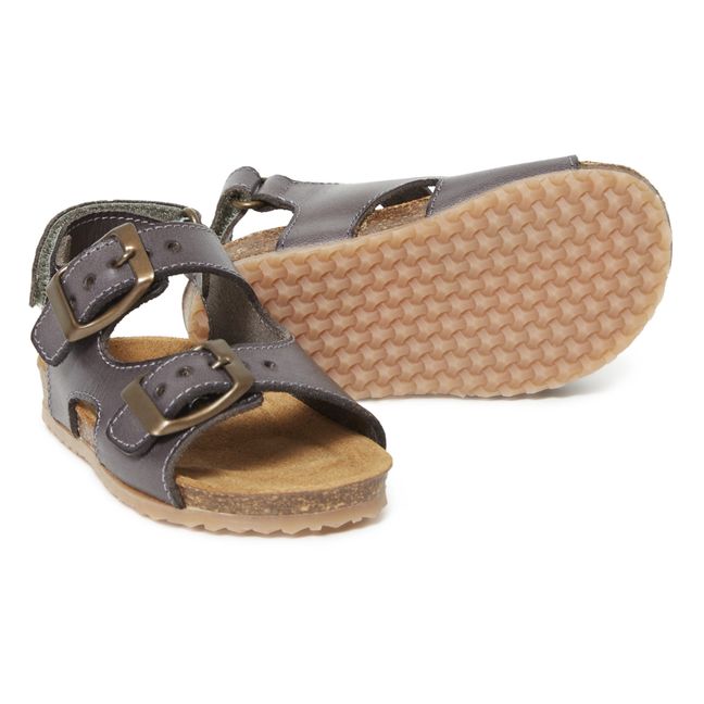 Two Con Me - Double Buckle Sandals | Charcoal grey
