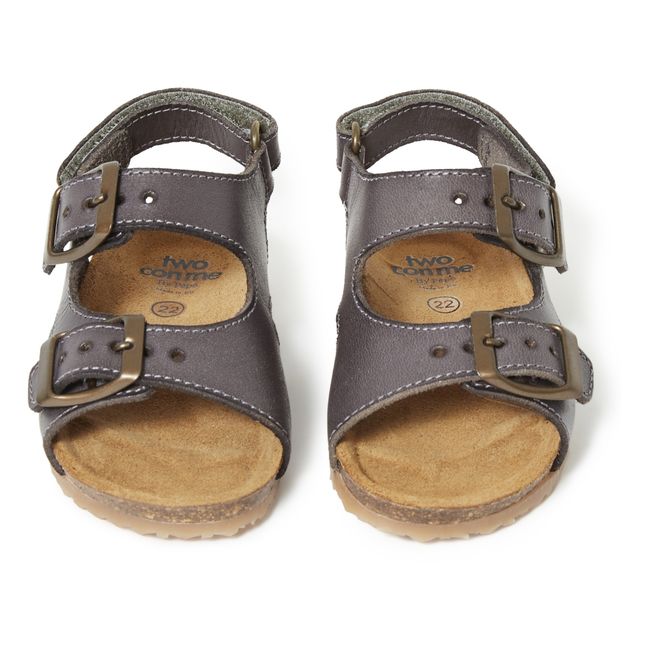 Two Con Me - Double Buckle Sandals | Charcoal grey