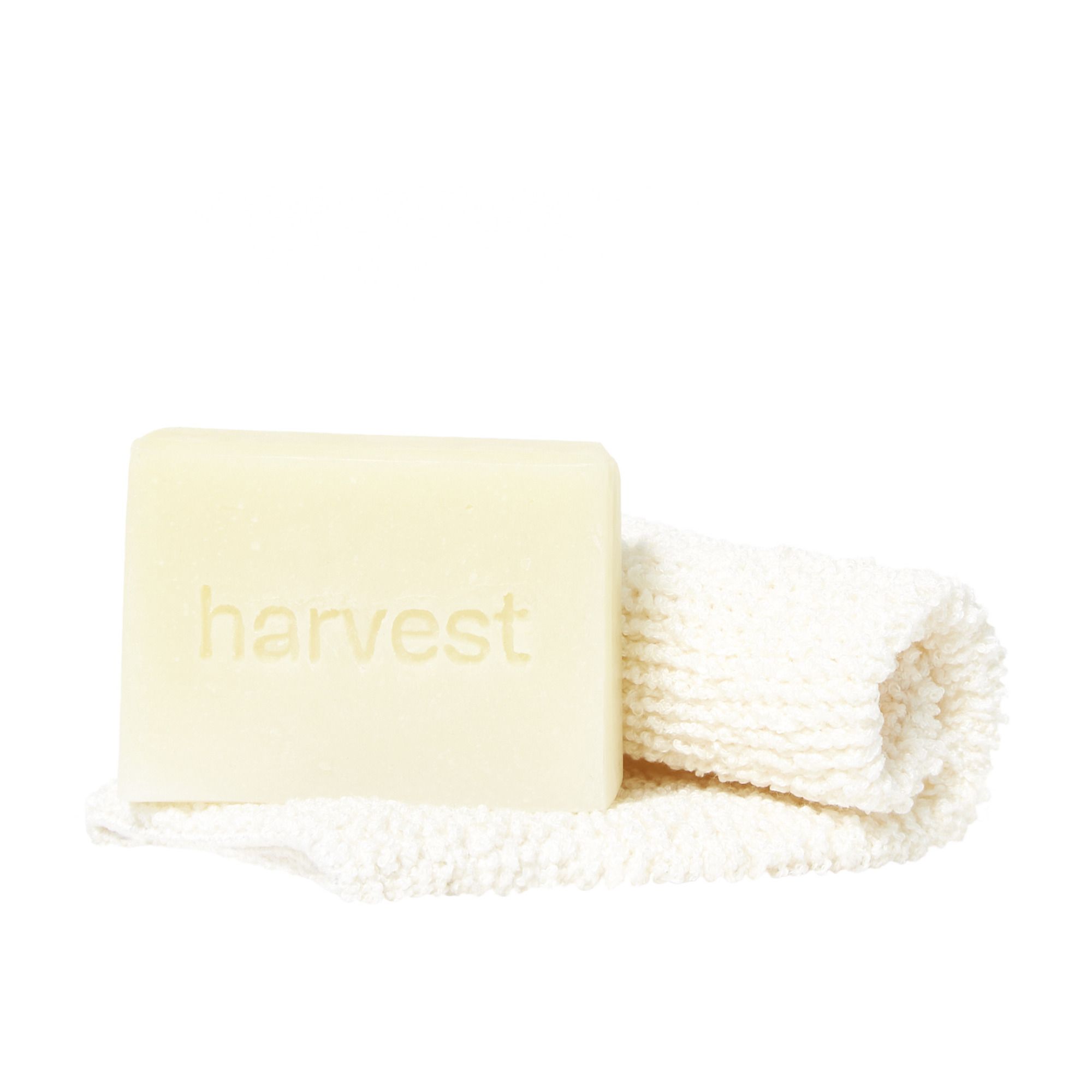Harvest Skincare - Savon Monoï et Karité et gant exfoliant - 100 g - Jaune