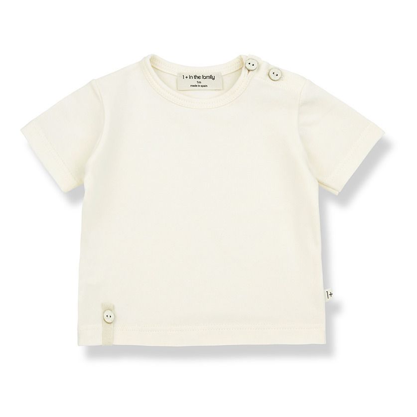 1+ in the family - T-Shirt Federic Coton Bio - Fille - Ecru