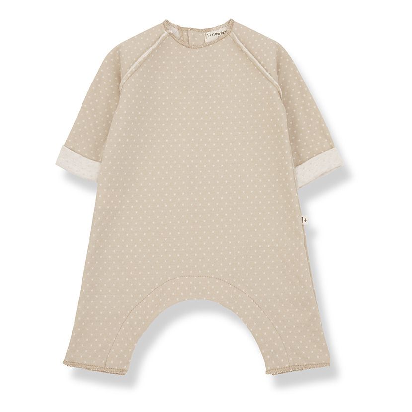 1+ in the family - Combinaison Laurent à Pois Coton Recyclé - Fille - Beige