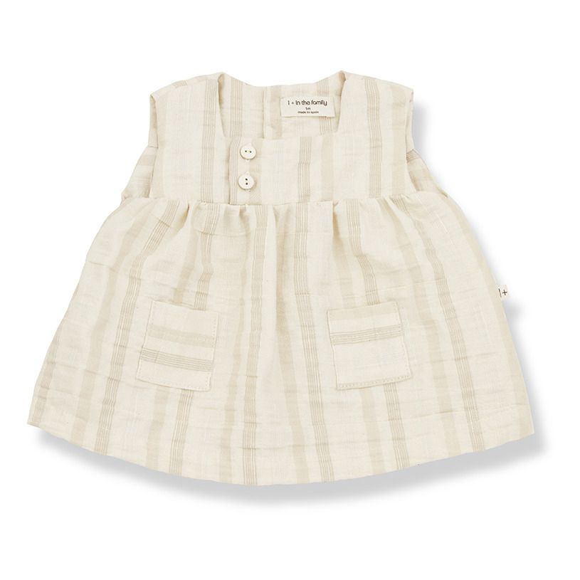 1+ in the family - Robe Rayée Silvia - Fille - Blanc cassé