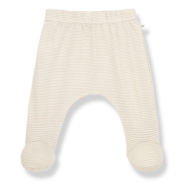 1+ in the family - Legging à Pied Rayé Ari Coton Recyclé - Fille - Beige