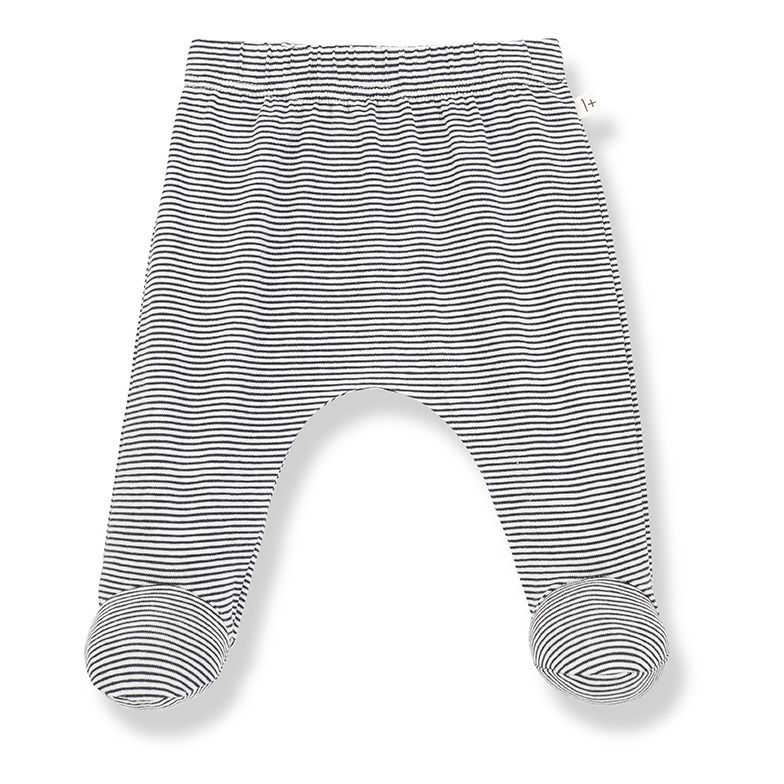 1+ in the family - Legging à Pied Rayé Ari Coton Recyclé - Fille - Gris anthracite