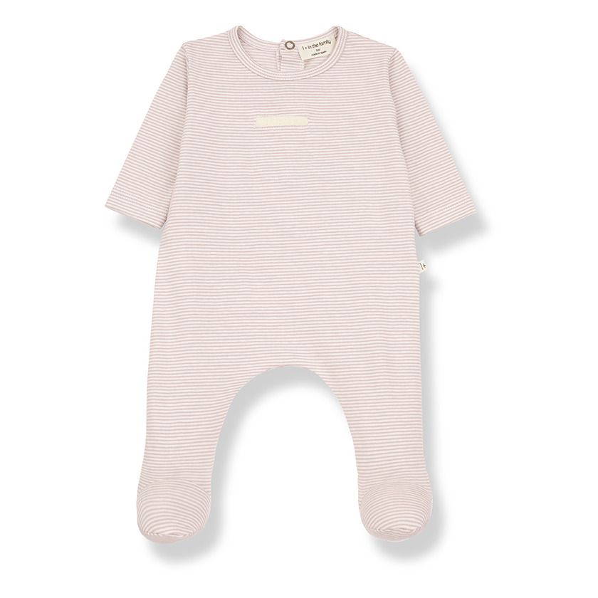 1+ in the family - Combinaison à Pied Rayée Didac Coton Recyclé - Fille - Rose pâle