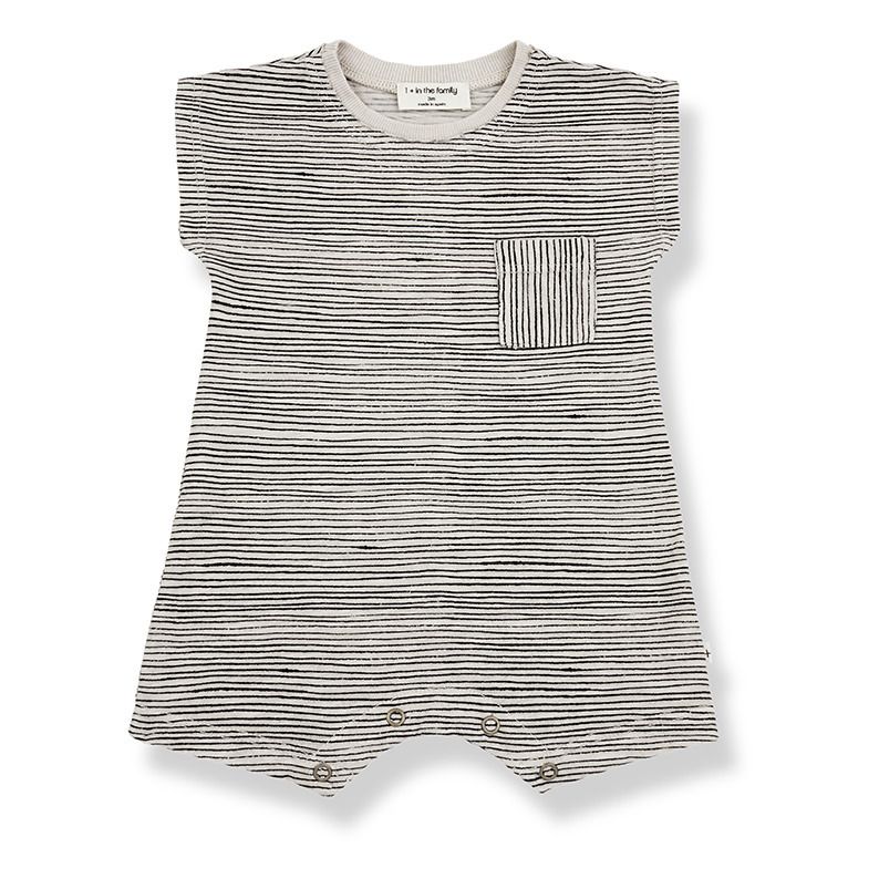 1+ in the family - Combishort Rayée Eric - Fille - Blanc cassé