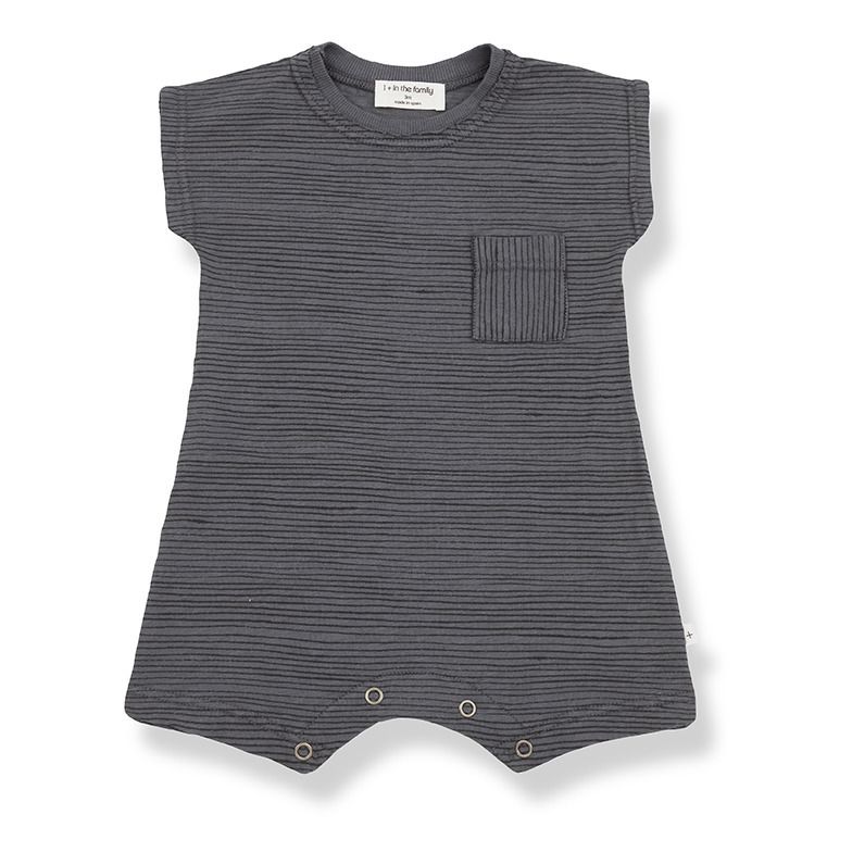 1+ in the family - Combishort Rayée Eric - Fille - Gris anthracite