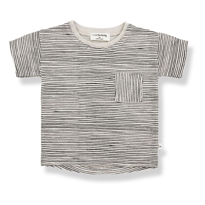 1+ in the family - T-Shirt Rayé Bernat - Fille - Beige