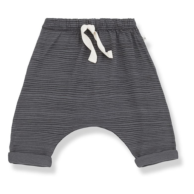 1+ in the family - Pantalon Sarouel Rayé Toti - Fille - Gris anthracite
