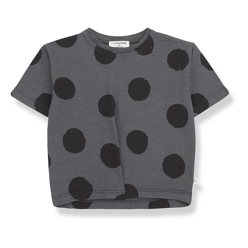 1+ in the family - T-Shirt à Pois Mariela - Fille - Gris anthracite