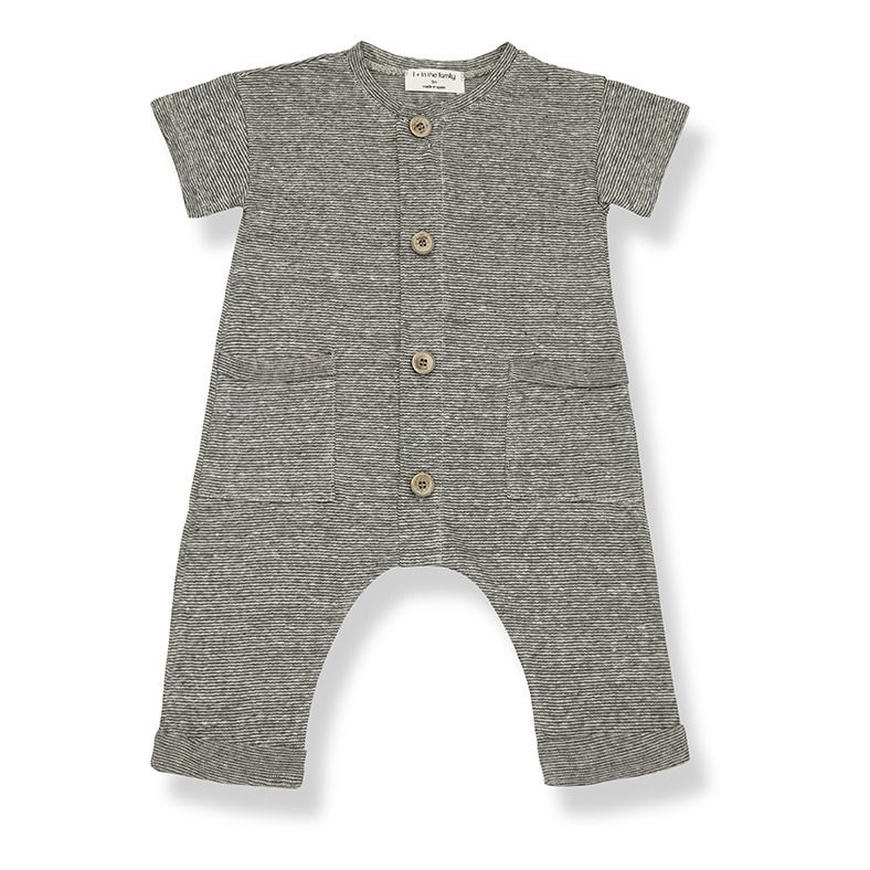 1+ in the family - Combinaison Rayée Enzo - Fille - Gris anthracite