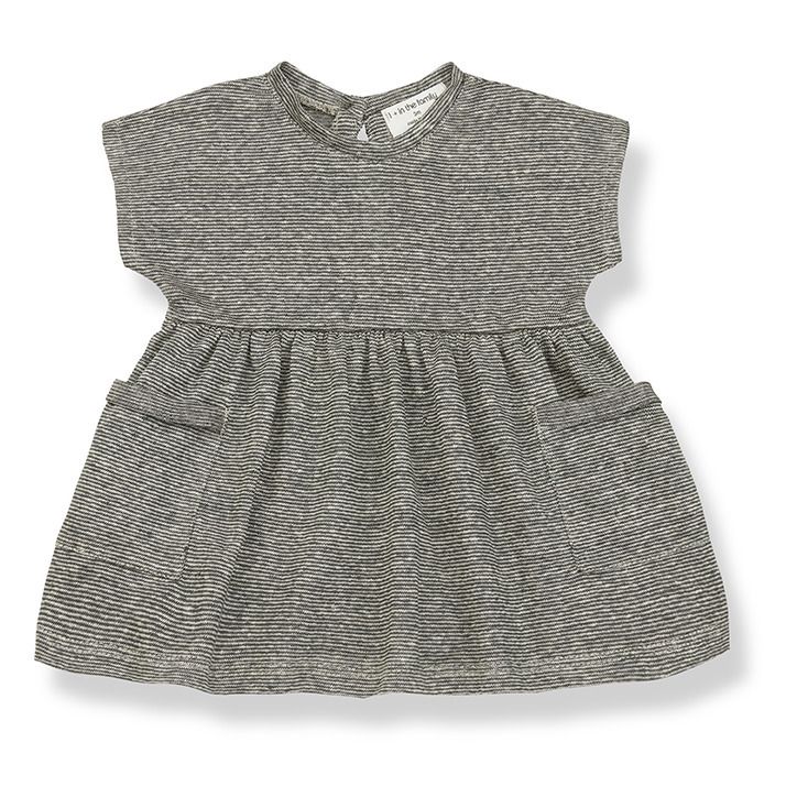 1+ in the family - Robe Rayée Isolda - Fille - Gris anthracite