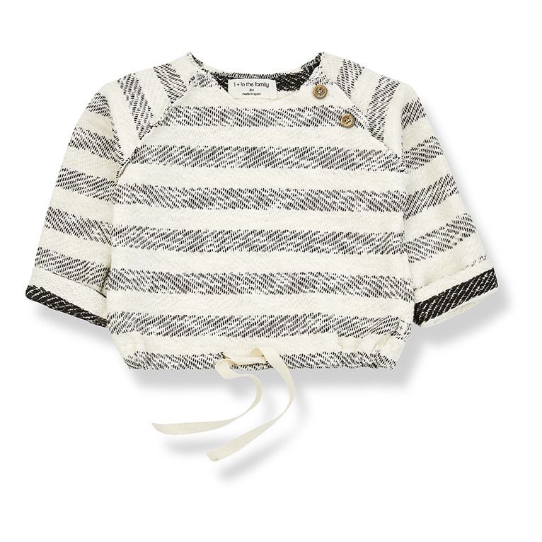 1+ in the family - Sweat Rayé Axel - Fille - Gris anthracite