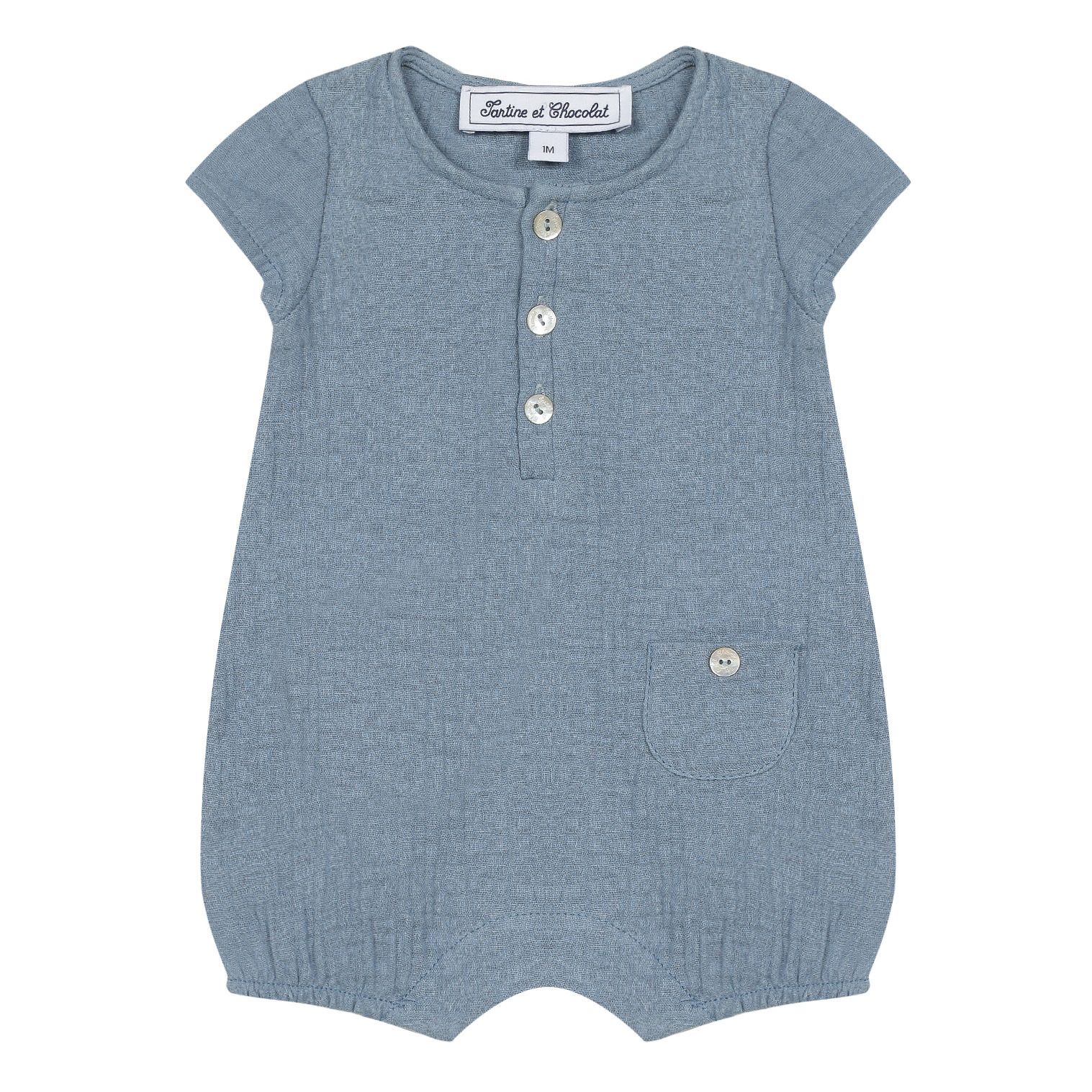 Tartine et Chocolat - Barboteuse Coton Gaufré - Fille - Bleu