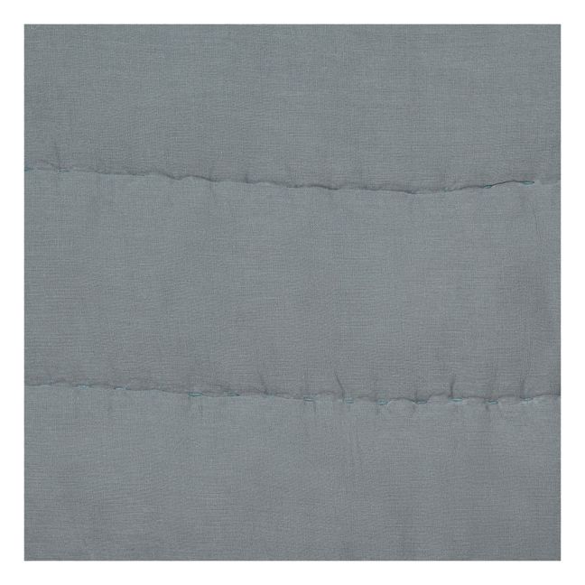 Couverture matelassée brodée main en coton Bleu gris