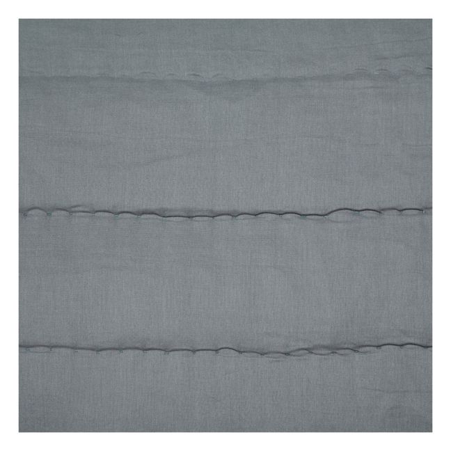 Couverture matelassée brodée main en coton Bleu gris