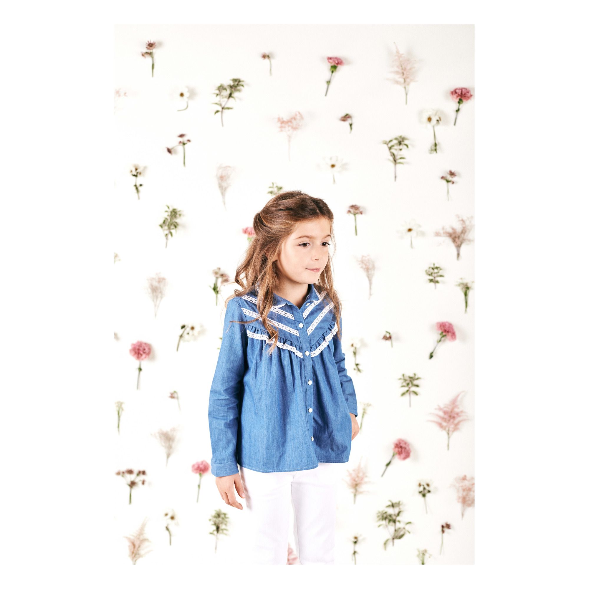 Chambray Embroidered Shirt Denim blue 