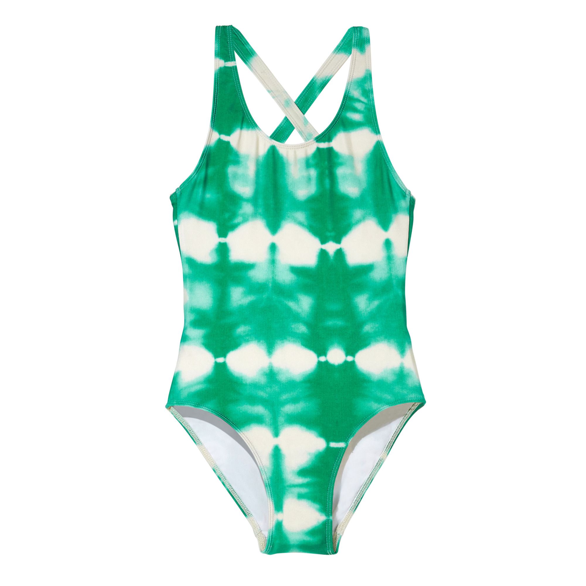 blue and green tie dye swimsuit