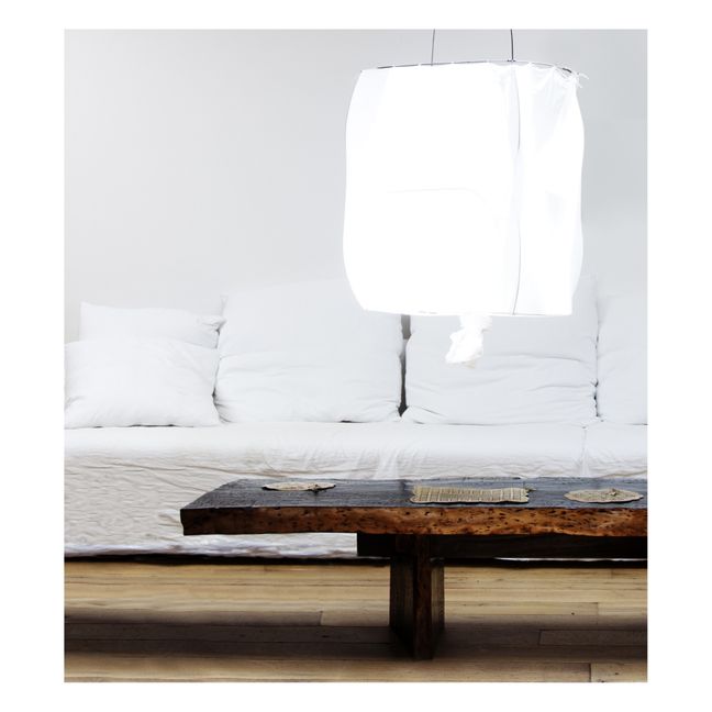Lampada a sospensione Koushi in metallo e cotone | Bianco