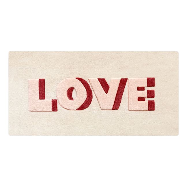 Tappeto Love in lana 100x50 cm | Rosa