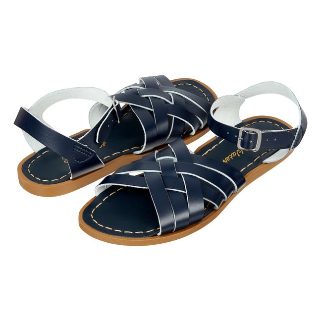 The Retro Waterproof Leather Sandals  | Navy blue
