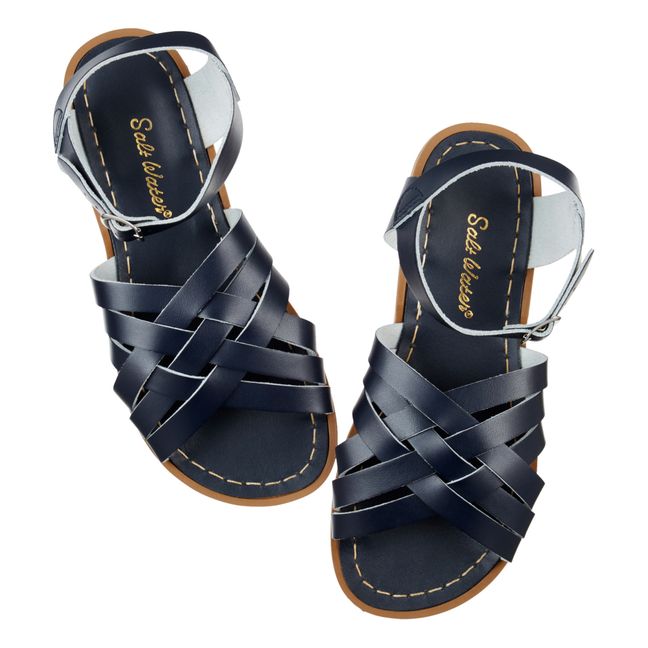 The Retro Waterproof Leather Sandals  | Navy blue
