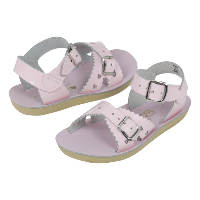 Waterproof Leather Sweetheart Sandals  | Pale pink