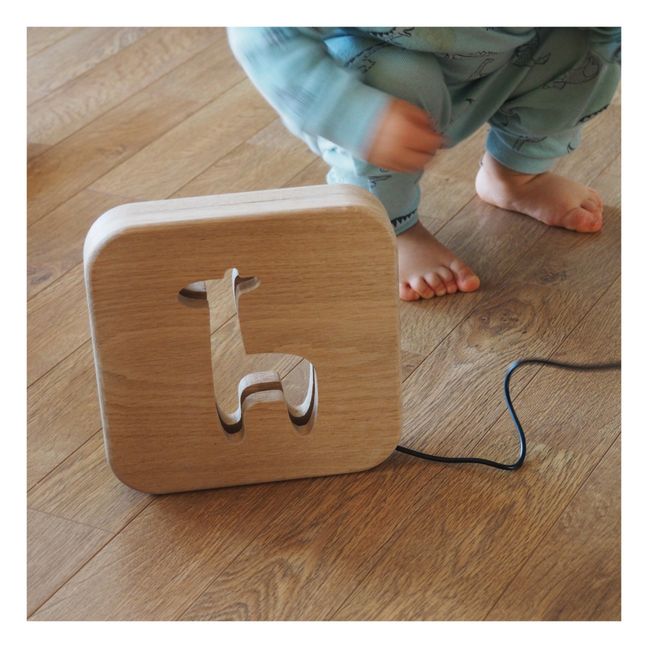 Solid Oak Giraffe Night Light