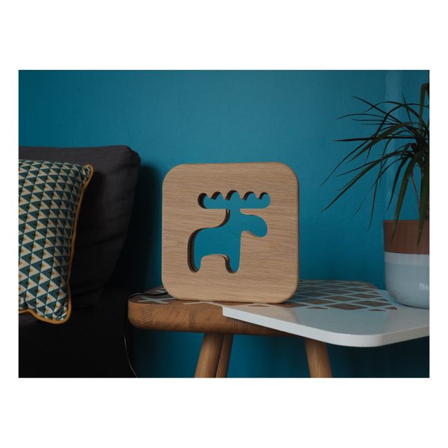 Solid Oak Reindeer Night Light