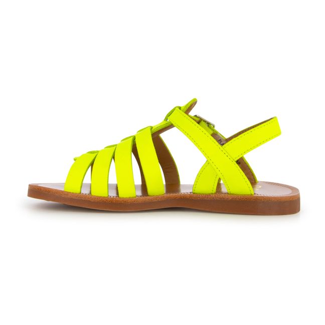 Strap Plagette Sandals  Fluorescent yellow
