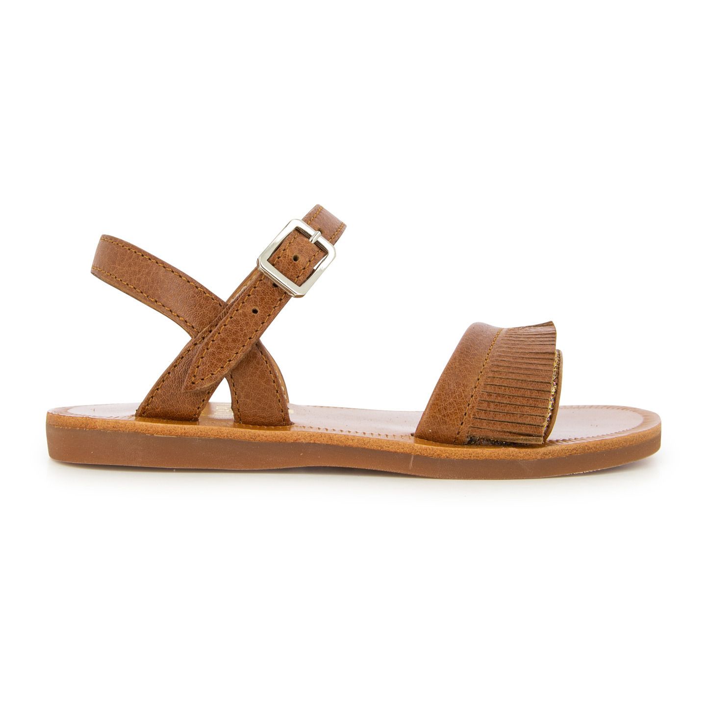 Pom d'Api - Sandales Plagette Fringe - Fille - Camel