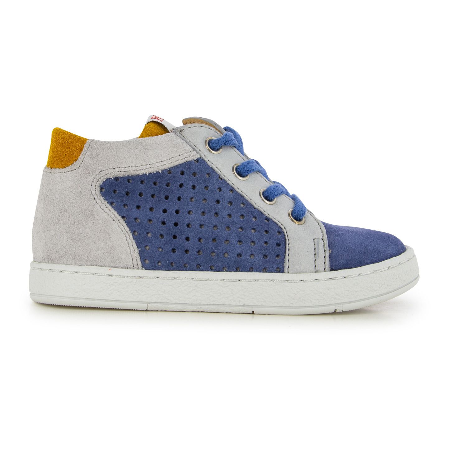 Pom d'Api - Basket Velours Mousse Zip - Garçon - Bleu jean