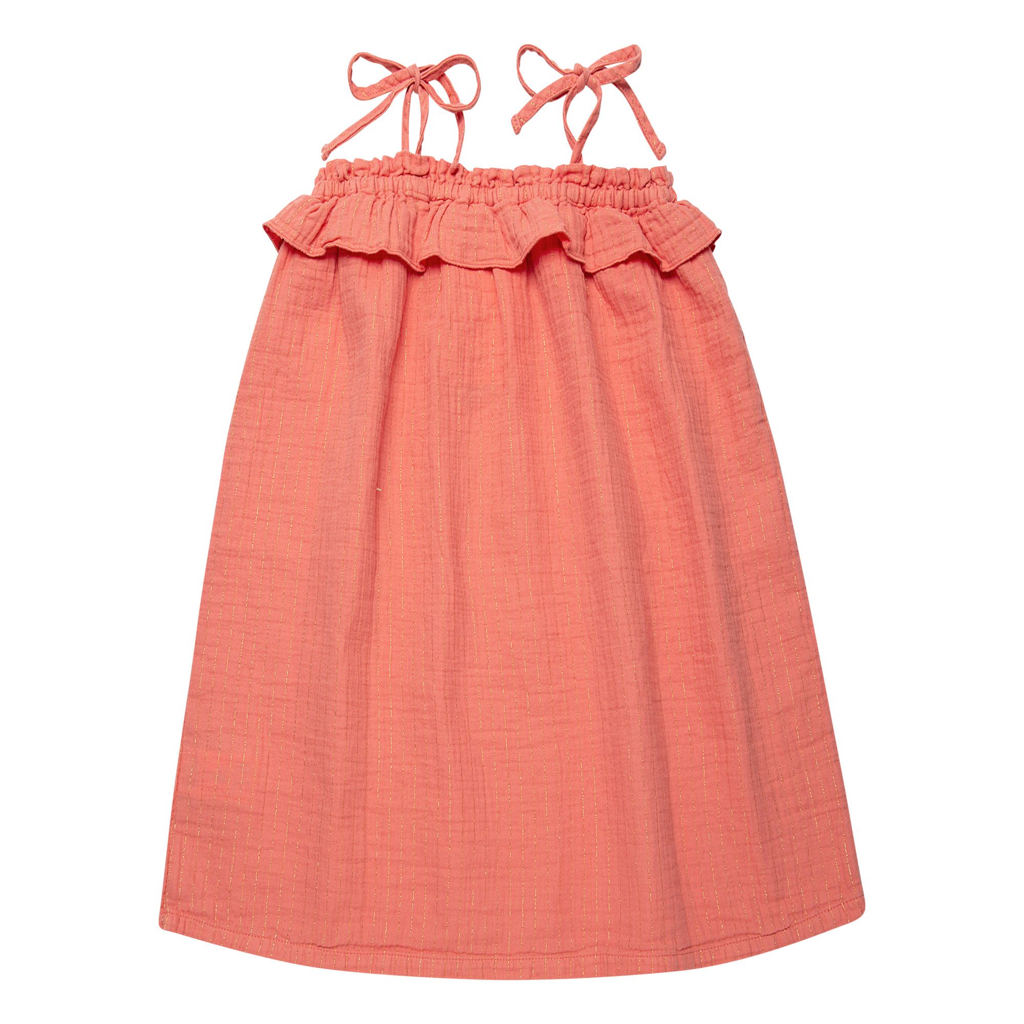 the new society - Robe Claire Gaze de Coton Bio - Fille - Corail
