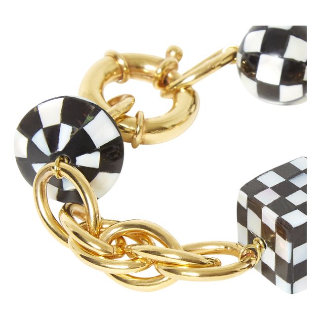 Bracelet en Plaqué Or 24 ct Damiers | Noir