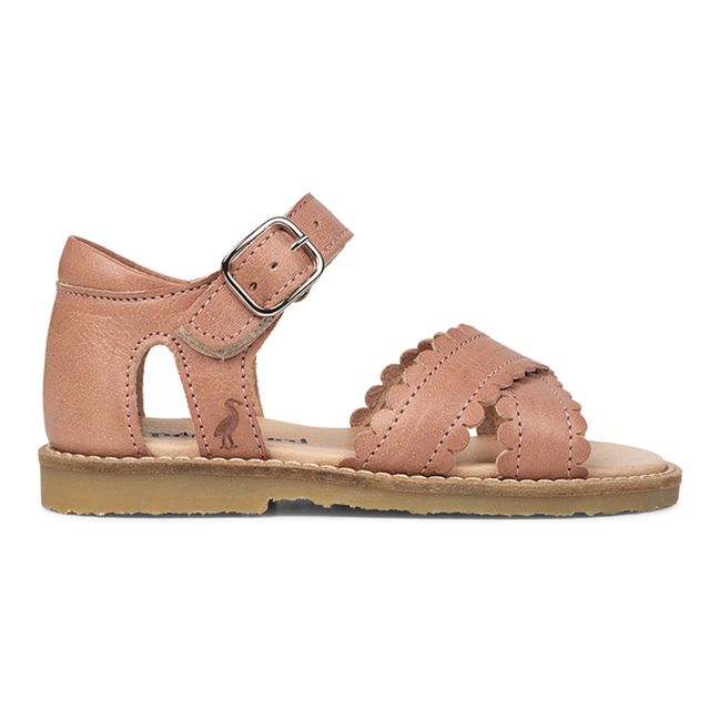 Scalloped Crossed Sandals  Dusty Pink