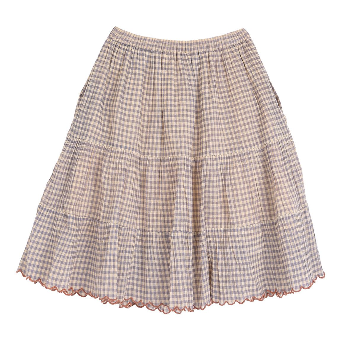Long Vichy Seersucker Skirt Cream Emile et Ida Fashion Children