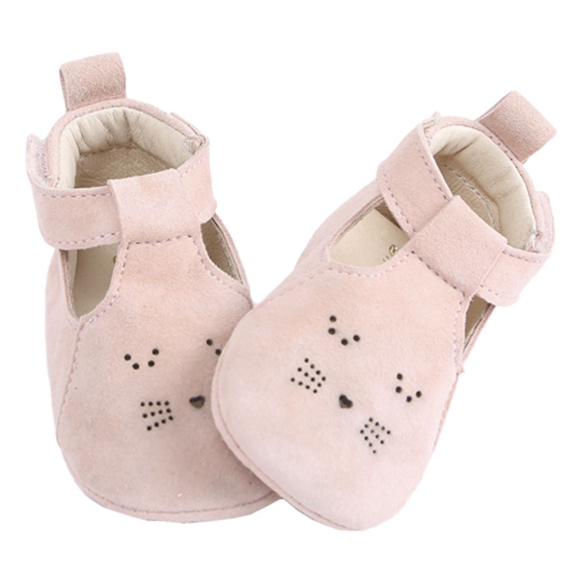 Emile et Ida - Chaussons Ajourés Chat - Fille - Rose poudré