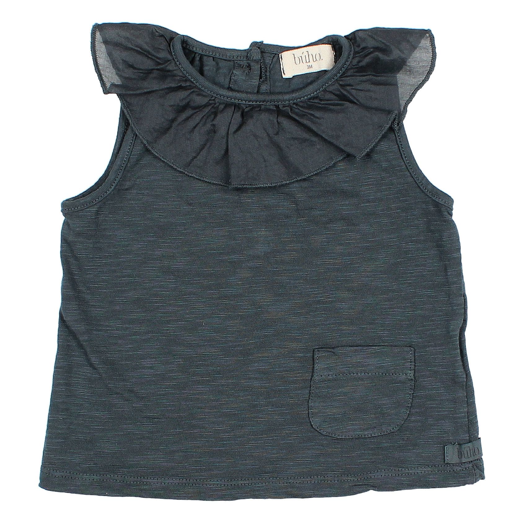 Buho - Top Coton Bio - Fille - Bleu marine