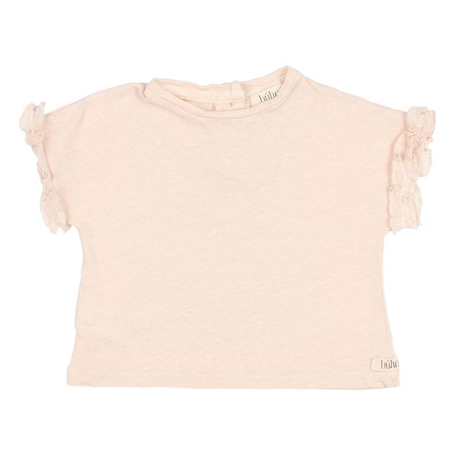 Linen Frill T-Shirt  Powder pink
